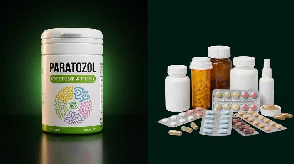 A cápsula única e precisa do Paratozol ao lado de uma mistura confusa de alternativas comuns